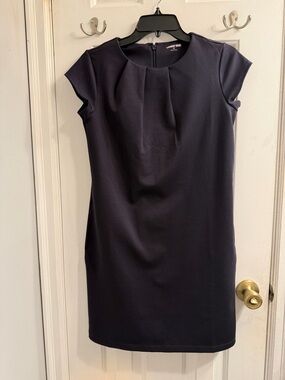 Lands' End Career Navy Short Sleeve Shift Dress with Pockets 2P